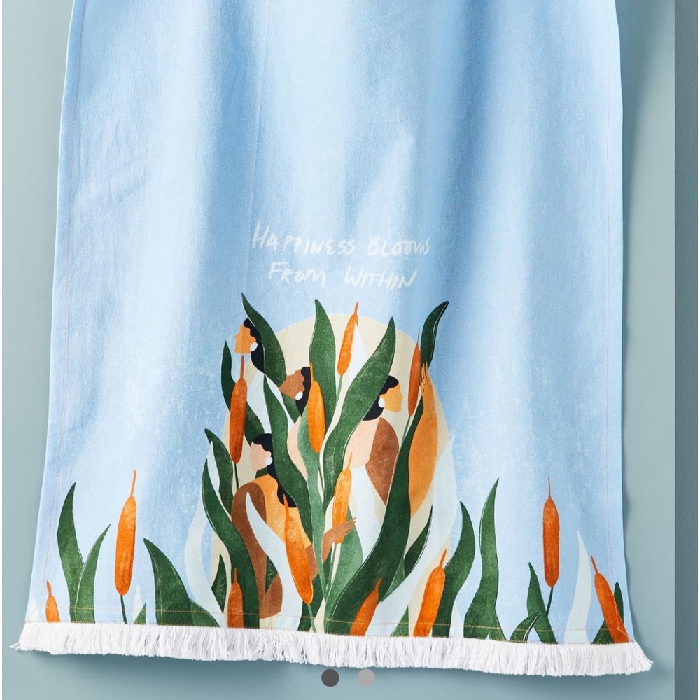 NEW Maggie Stephenson BLOOMS Denim DISHTOWEL Kitchen Towel